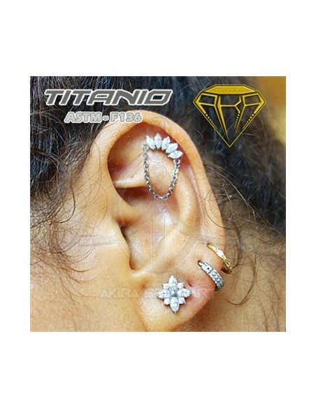 Labret corona de joyas con cadena Labret corona de joyas con cadena