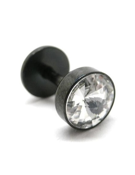 Falso dilatador bioplástico negro con joya