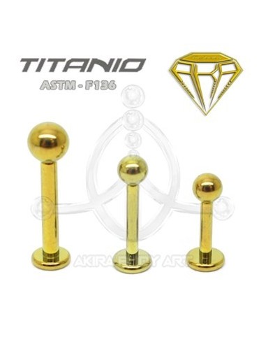 Labret Titanio. Rosca Interna - ANODIZADO ORO