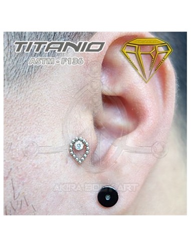 Labret Lágrima y Joya  – Titanio Rosca Interna