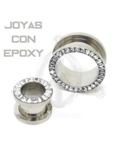 Flesh-Tunnel acero con rosca y joyas