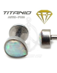 Labret Lágrima Ópalo - Titanio Rosca Interna 2
