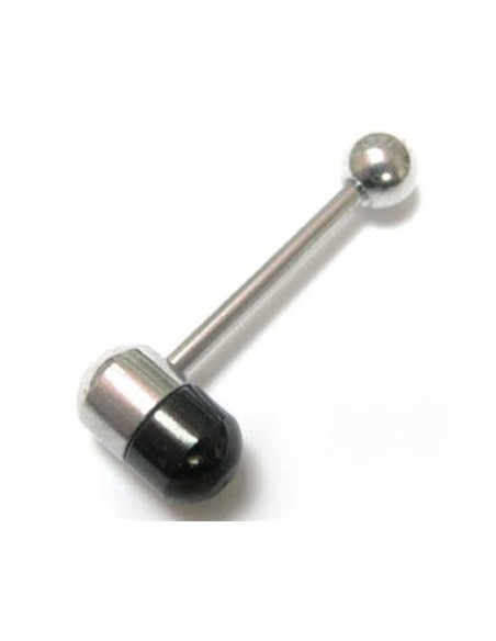 Barbel 316L capsula acero y negro Barbel 316L capsula acero y negro