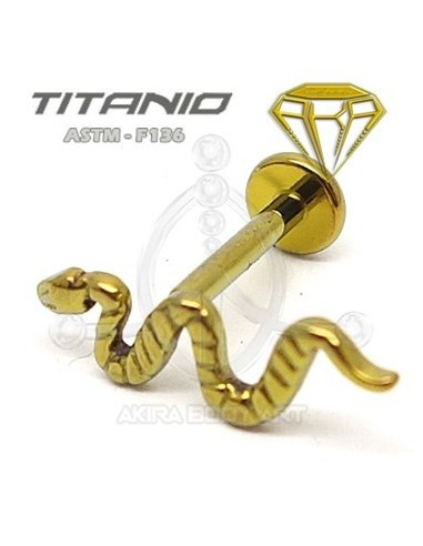 Labret Titanio - SERPIENTE (Anodizado Oro)