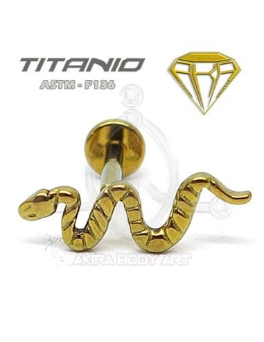 Labret Titanio - SERPIENTE (Anodizado Oro)