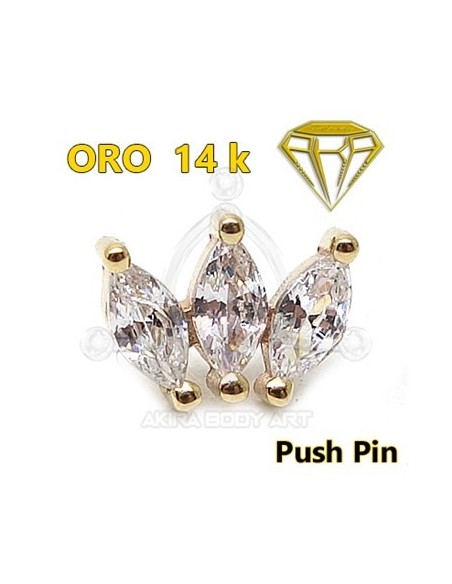 Repuesto PUSH IN joya 3 Pétalos - 14K