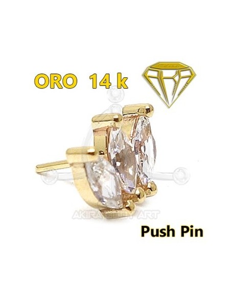 Repuesto PUSH IN joya 3 Pétalos - 14K