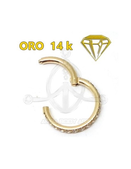Aro Segmentado con Joyas en canto - 14K Aro Segmentado con Joyas en canto - 14K