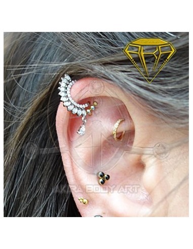 Aro segmentado petalos joya y colgante