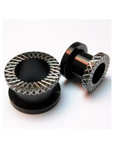 Túnel rosca acero negro rayado