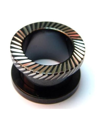 Túnel rosca acero negro rayado