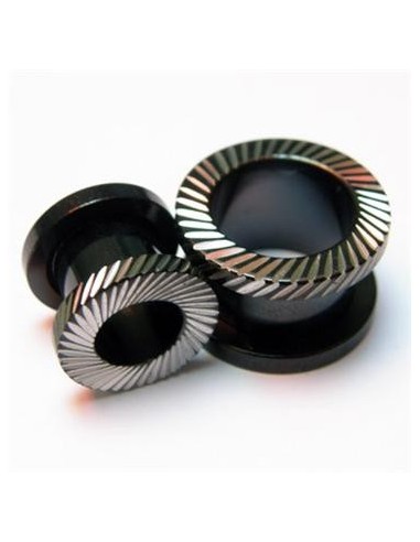 Túnel rosca acero negro rayado