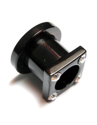 Dilatador cuadrado negro con joyas.