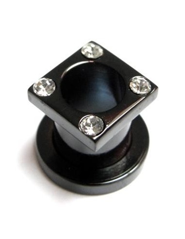 Dilatador cuadrado negro con joyas.