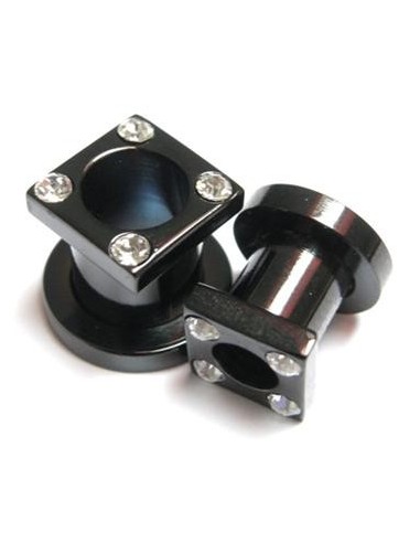 Dilatador cuadrado negro con joyas.