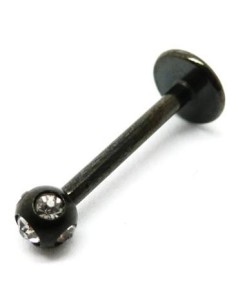 Labret con multijoya acero negro