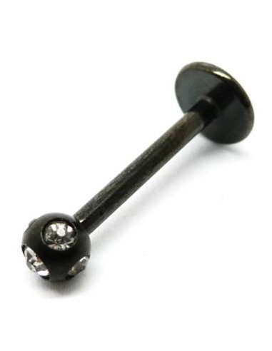 Labret con multijoya acero negro